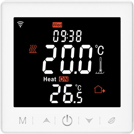 Calefacción por suelo radiante de agua WIFI Termostato 3A con aplicación y control de voz Pantalla LCD de 3,5 pulgadas Termostato programable inteligente Bloqueo infantil Pronóstico del tiempo