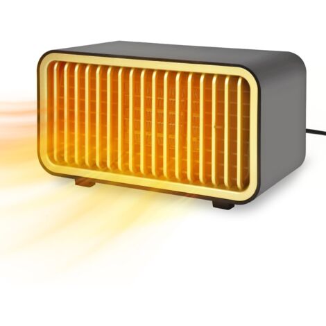Calefactor auxiliar, calefactor con ventilador, mini calefactor eléctrico portátil silencioso de 1000 W con 2 modos, protección contra sobrecalentamiento y vuelco, para dormitorio y oficina.