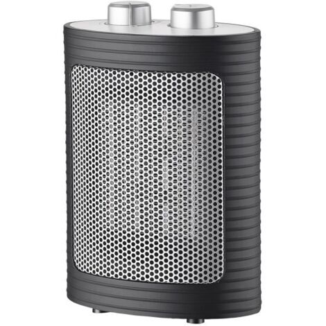 Calefactor Cerámico 1500w negro y plata  3 funciones, 2 potencias, termostato regulable