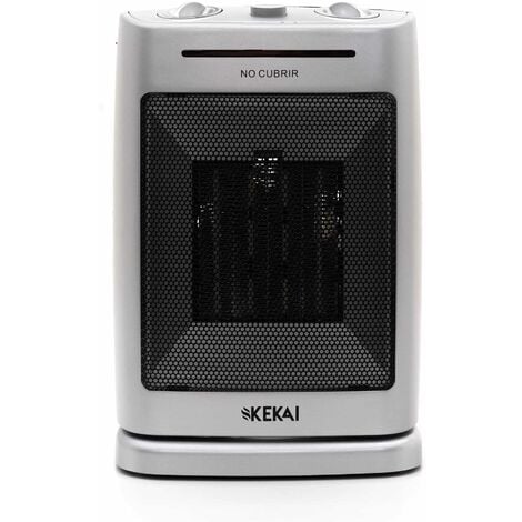 Calefactor Cerámico Oscilante 1500W Kekai Little Silver 20x15x30 cm para Interior con Regulador de Potencia