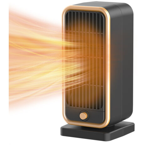 Calefactor cerámico PTC negro de 500 W, silencioso, de calentamiento rápido, con protección antivuelco y contra sobrecalentamiento, ideal para dormitorio y oficina.