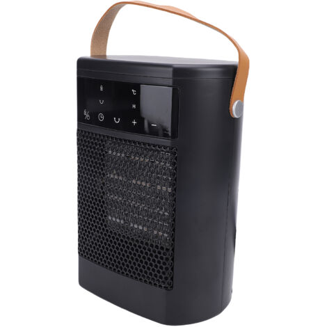 Calefactor cerámico PTC portátil de 1500 W: oscilación de 70°, pantalla digital, control remoto/táctil, protección contra sobrecarga/vuelco, color negro, enchufe europeo.