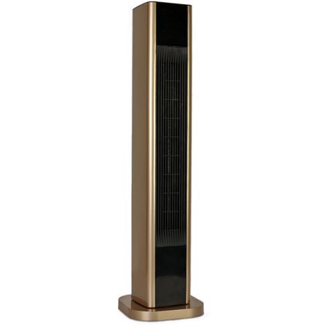 Calefactor cerámico Vertical 2000W Oro  3 funciones, temporizador, función oscilante, control remoto, termostato regulable