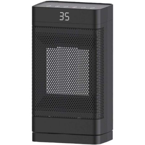 Calefactor de 1500 W, PTC, con mando a distancia y oscilante de 60°, ahorrador de energía (negro)