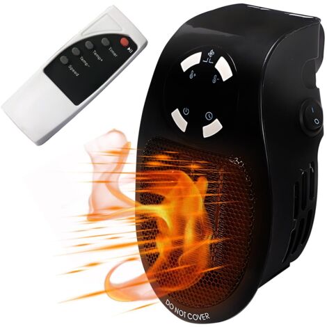 Calefactor de bajo consumo con termostato automático y temporizador de 12 horas para dormitorio, baño y uso interior (Negro)