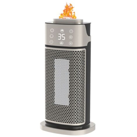 Calefactor de interior 3 en 1 con humidificador y luz ambiental de llama 3D, calefactor eléctrico portátil de 1500 W para oficina y dormitorio con termostato, control remoto y temporizador de 12 horas