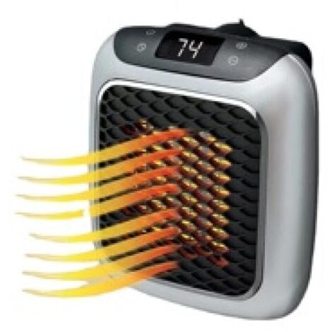Calefactor de pared pequeño con termostato ajustable, temporizador programable de 12 horas y apagado automático. Silencioso y compacto. Cerámico.