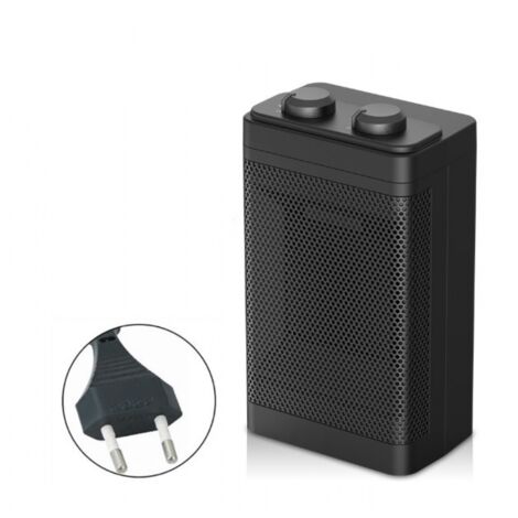 Calefactor de ventilador PTC, calentador eléctrico de cerámica con termostato ajustable y dos configuraciones de calor, radiador eléctrico oscilante de 70° de 1500 W.