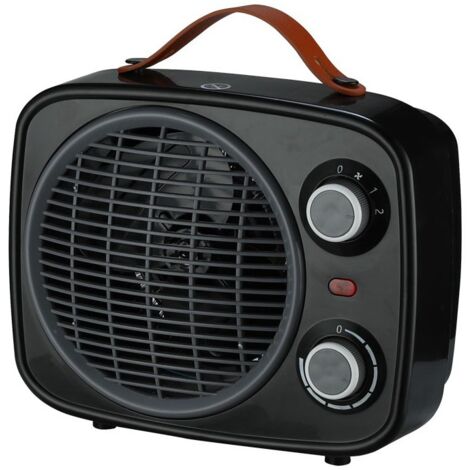 Calefactor eléctrico 2000W  Calefactor diseño vintage TV  calefactor de bajo consumo  Termoventilador retro en verde y negro Negro  Negro