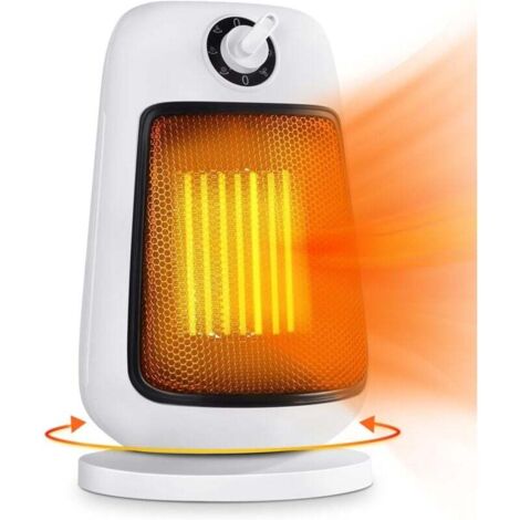 Calefactor eléctrico oscilante de 90°, 2 niveles de potencia, calefactor cerámico con ventilador, protección antivuelco y sobrecalentamiento, pequeño calefactor de interior, 1500 W, color blanco