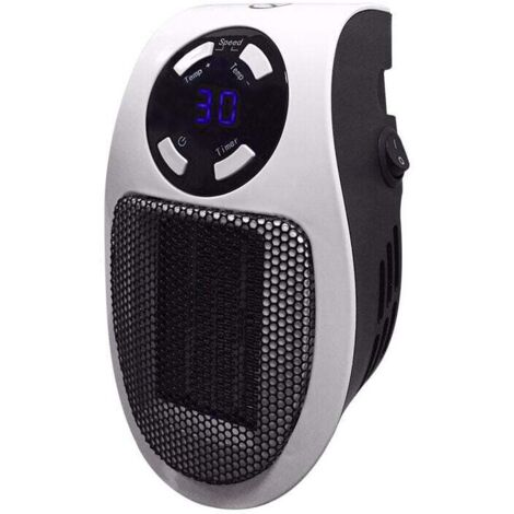 Calefactor eléctrico pequeño KZQ Smart Space 500W, calefactor eléctrico con enchufe de pared, termostato y temporizador regulables y pantalla LED, calentamiento rápido, bajo nivel de ruido.