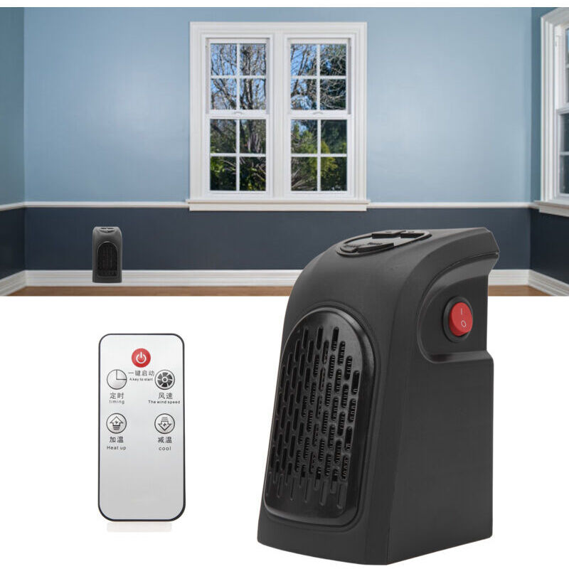 Xisrens Schwarz Calefactor Led Pequeño, Uniforme Y Silencioso, 400 W, Abs Y Ptc, Con Temporizador, Calefactor Eléctrico Portátil Para Dormitorio, Enchufe Ue 200-240 V