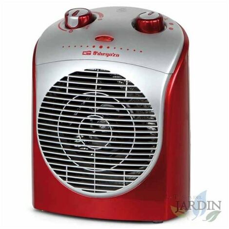 Calefactor Orbegozo 2200W. Dos niveles de calor. Control ajustable de la temperatura. Color Rojo. Función ventilador.