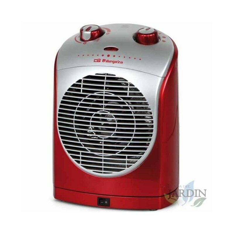 

Calefactor oscilante 90º. Color Rojo. Dos potencias: 1100W-2200W. Temperatura regulable. Posición de aire frío(ventilador).