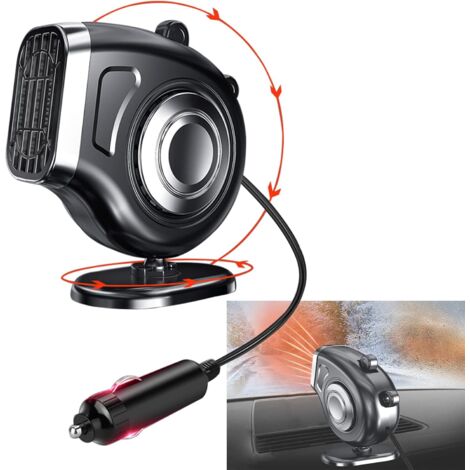 Calefactor para coche, mini calefactor para coche, desempañador para coche, antivaho, 200W 12V, enchufe para encendedor de cigarrillos, ventilador calefactor automático portátil 2 en 1 con mango ergon