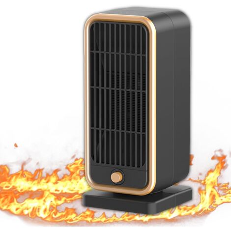Calefactor portátil con ventilador, protección contra sobrecalentamiento y vuelco para dormitorio, oficina y uso en interiores (negro) (1 unidad)