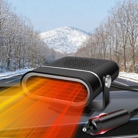 Calefactor portátil para coche de 12 V y 200 W: Calefactor de 12 V para coche, calefactor de parabrisas rápido 2 en 1 con enchufe para encendedor de cigarrillos para SUV, camiones y coches