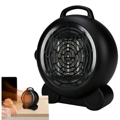 Calefactor portátil - Tres niveles de potencia ajustables para ventilador de escritorio - Mini calefactor eléctrico silencioso Para baño, oficina y uso en interiores