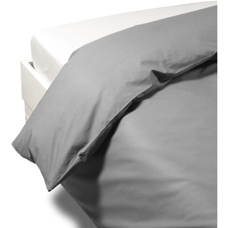Caleffi 1003576 Percalle Sacco Completo Copripiumino per Matrimoniale Letto, Grigio