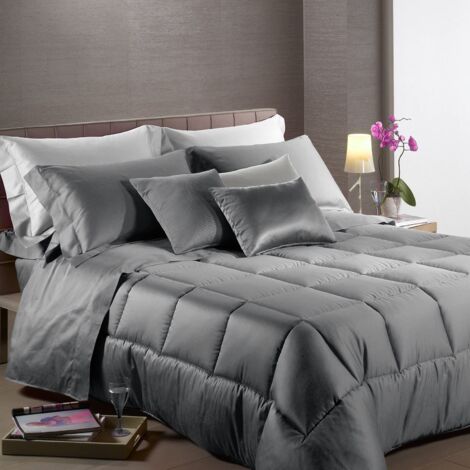 Caleffi 18544 Raso di Cotone Trapunta per Matrimoniale Letto, Grigio