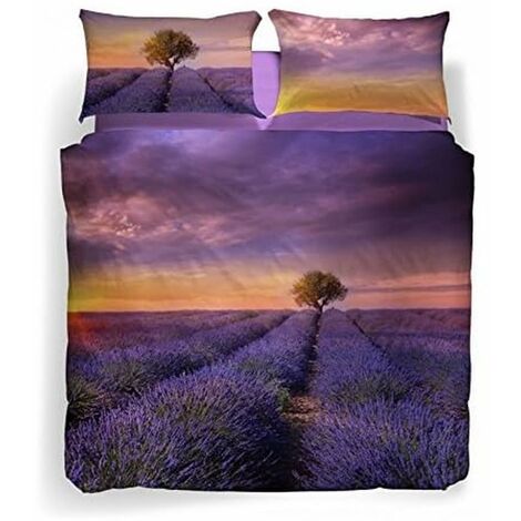Caleffi  - Completo-copripiumino Lavender sunset 100% Cotone Fotografico Matrimoniale