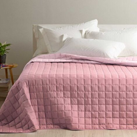 Caleffi - Copriletto Trapuntato Primaverile per letto Singolo - MODERN colore Rosa Tinta Unita in Microfibra