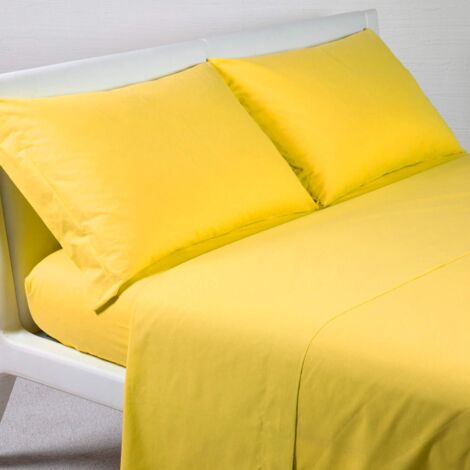 Caleffi Cotone tinta unita Completo Lenzuola, Cotone , Giallo Sole, Piazza e Mezza, 51180 , Caleffi