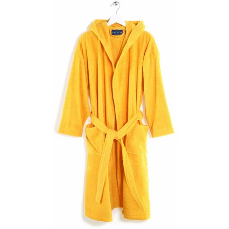 Caleffi Minorca Accappatoio con Cappuccio, Cotone , Giallo Sole, M, 75784