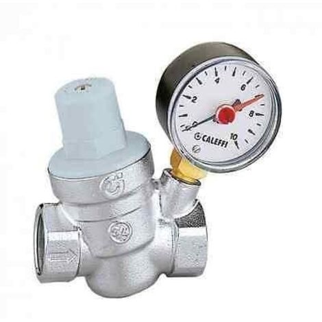 Caleffi – Réducteur de pression incliné 1/2 – 533241 – Pression amont 16 bar, tarage 1 à 6 bar, manomètre 0-10 bar, laiton chromé