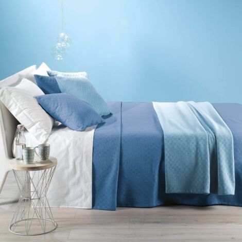 Caleffi Rodeo Copriletto Estivo, Cotone Panama, Blu, Matrimoniale, 81304