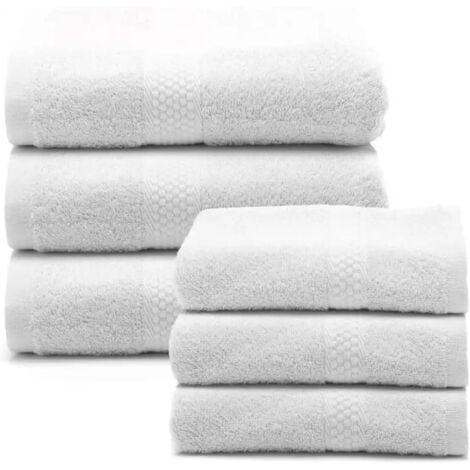 CALEFFI Set Asciugamani 100% Cotone, 3 Viso 55x100 cm + 3 Bidet 40x60 cm, Bianco