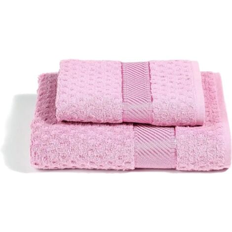 CALEFFI Set Asciugamani Rosa – 100% Cotone Jacquard, Viso e Bidet, Morbidi