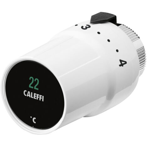 Caleffi – Tête thermostatique 202000 – Indicateur numérique de température ambiante – Plage réglable +7 °C à +28 °C – Compatible vannes Heimeier, Oventrop, Honeywell