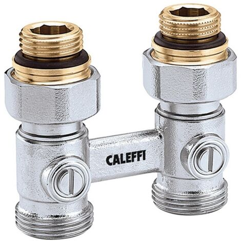 Caleffi Zweirohr-Hahnblock 301043 Durchgang, Heizkörperanschluss 1/2" AG