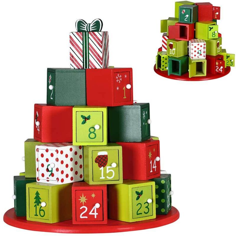 Calendario Avvento Regali Di Natale In Legno 24 Cassetti Decorazion...