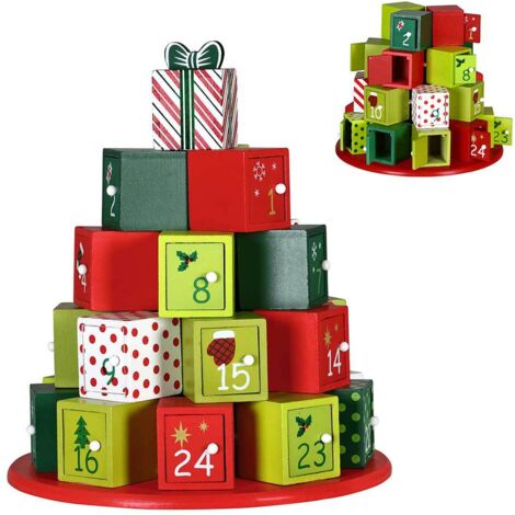 Calendario Avvento Regali di Natale in Legno 24 Cassetti Decorazioni Natalizie