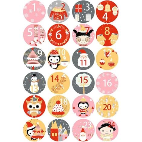Calendario con conto alla rovescia di 24 giorni, 3 adesivi numerici per lavoretti natalizi, scatola di cartone per bottiglie per la casa, l'inverno e le festività