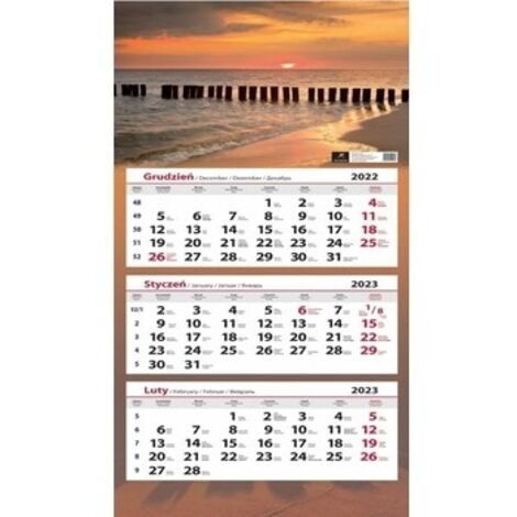 Calendario con testa laccata in tre parti - Planner da parete per l'anno