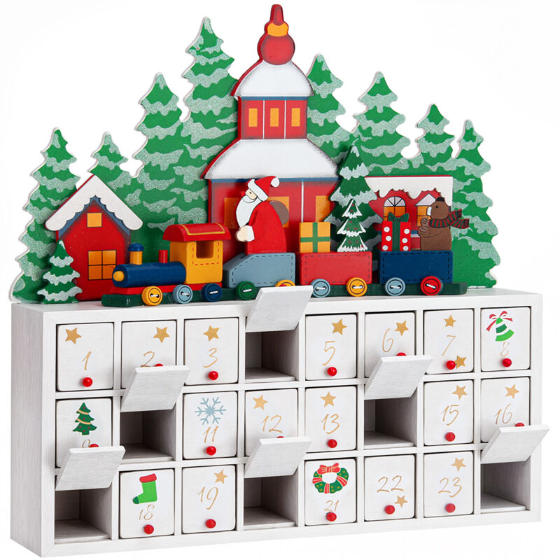 

Calendario de Adviento de madera 24 cajoncitos con pomo adorno personalización modelo a escoger Calendario de Adviento Paisaje - Deuba