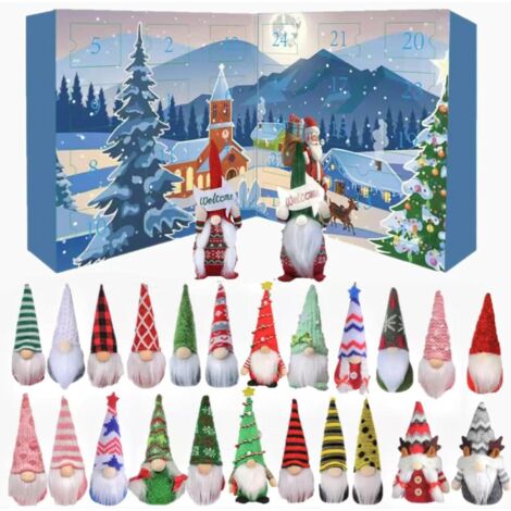 Calendario de Adviento de Gnomos 2025 - 24 piezas - Calendario de Adviento de Gnomos, figuritas de Papá Noel, enanos gnomos para decorar el árbol de Navidad