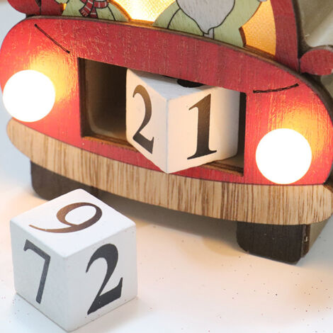 Calendario de adviento de madera iluminado y giratorio sin fin, de estilo retro, ideal para decorar mesas o escritorios. Medidas: 14,5 x 13 x 3,5 cm. Un regalo clásico que no pasa de moda.