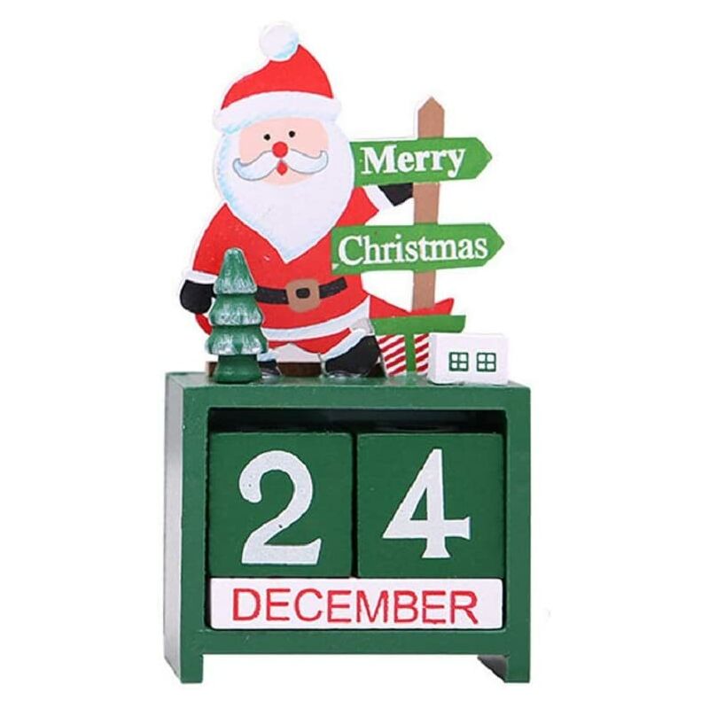 

Calendario de cuenta regresiva de Adviento de Navidad Número Fecha Bloques de madera Calendario de escritorio de mesa Decoración para decoración de
