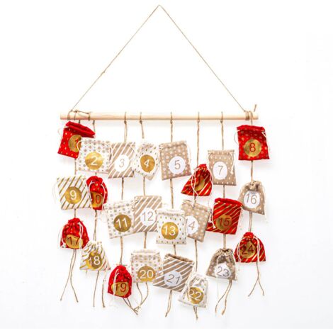 Calendario dell avvento da appendere borsa h 60 cm - Feeric lights & christmas