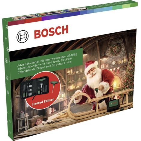 Calendario dell'Avvento 2024 degli utensili Bosch per la casa e il giardino, 33 pezzi + sacchetto