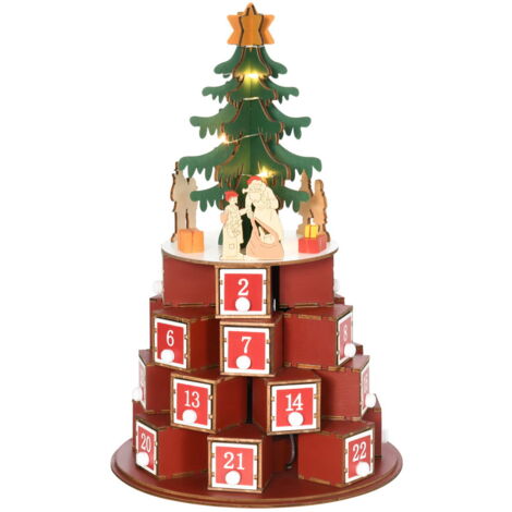 CALENDARIO DELL'AVVENTO A CONO CON LUCI LED 22X22X35 CM
