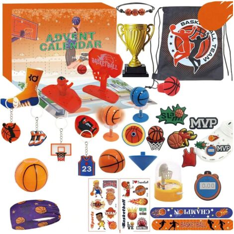 Calendario dell'Avvento a forma di calzini da basket, conto alla rovescia di Natale di 24 giorni con regali a sorpresa