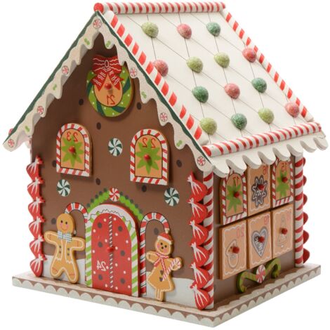 Calendario dell'avvento casa pan di zenzero in legno MDF da 27 cm