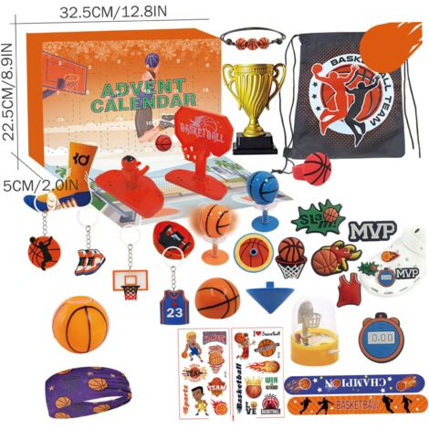 Calendario dell'Avvento di basket 2025, 24 giorni, comodo set di accessori natalizi per basket per ragazze adolescenti, ragazzi, sorpresa per le vacanze