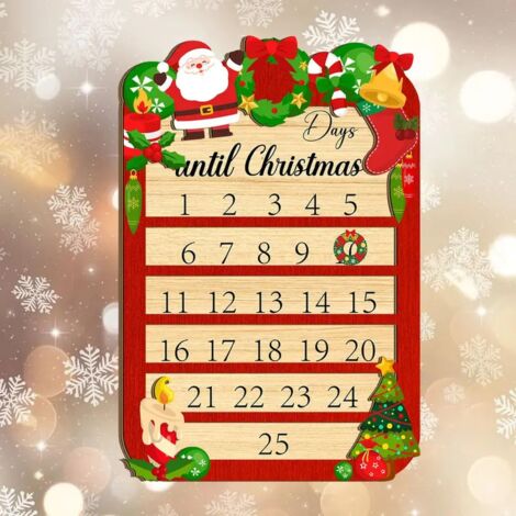 Calendario dell'Avvento in legno - 25 giorni - Decorazione natalizia - Calendario di Natale - Conto alla rovescia - Decorazione per la casa e l'ufficio