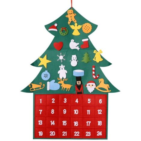 Calendario natalizio in feltro fai da te, ciondolo appeso all'albero, decorazioni per l'albero